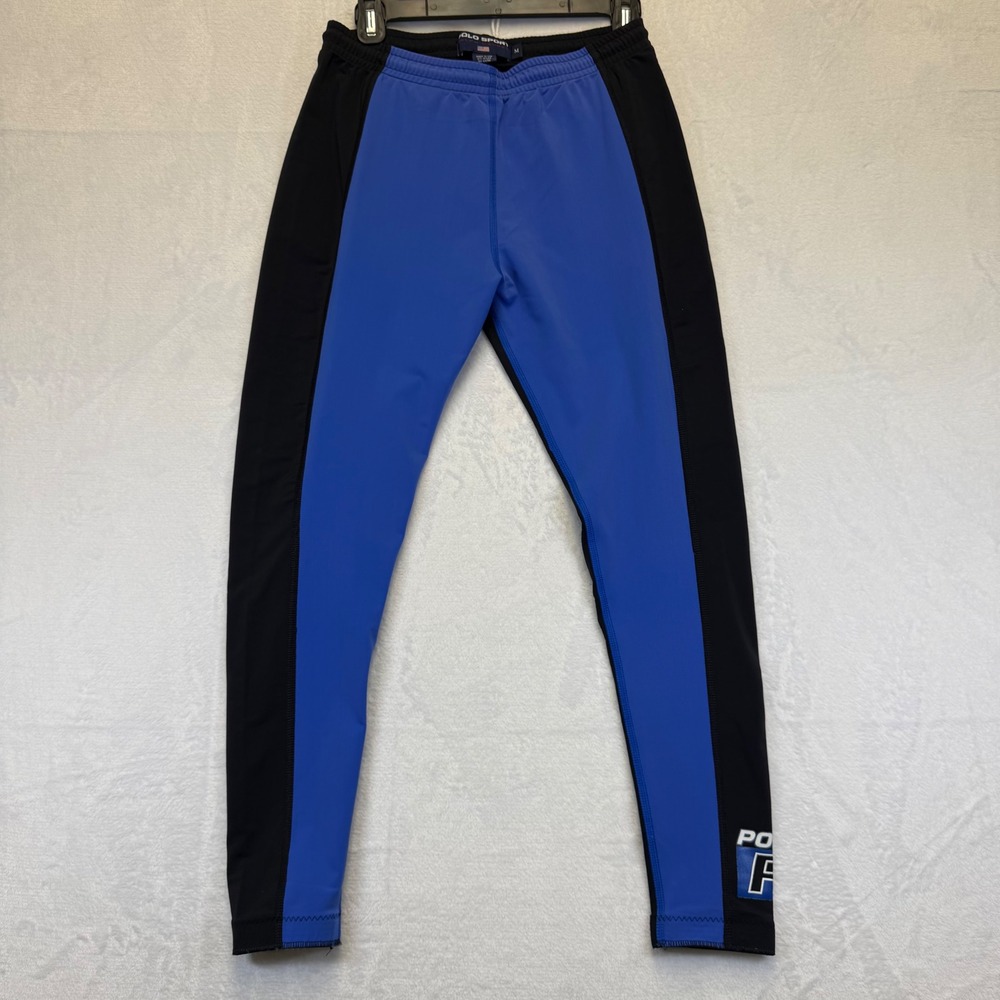 Vintage Polo Sport Ralph‎ Lauren Mens Blue Black Leggings Tights Made in USA M